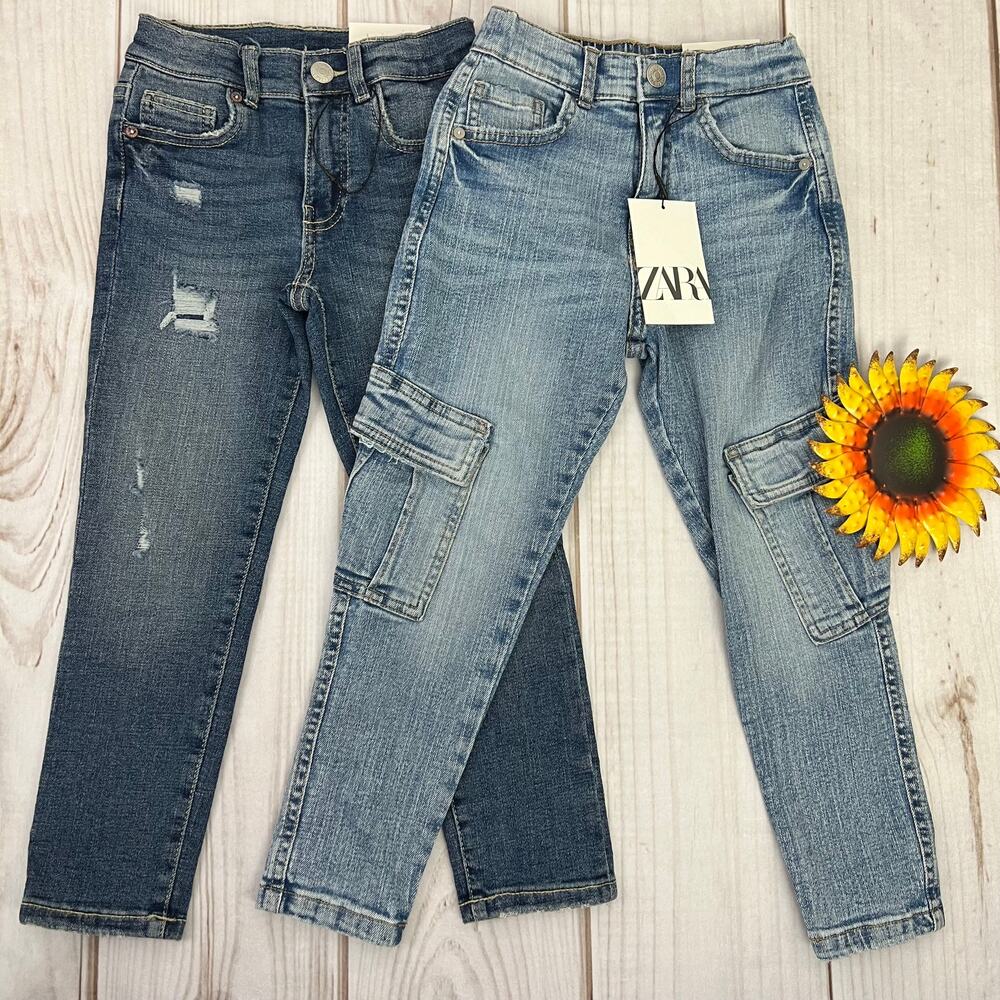 Zara Boys Jeans Bundle Skinny Fit Cargo Denim Blue Size 6